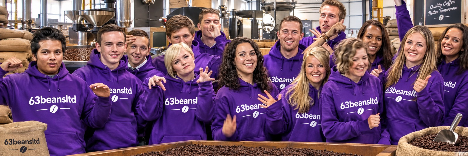 The 63 Beans Ltd team at the roastery